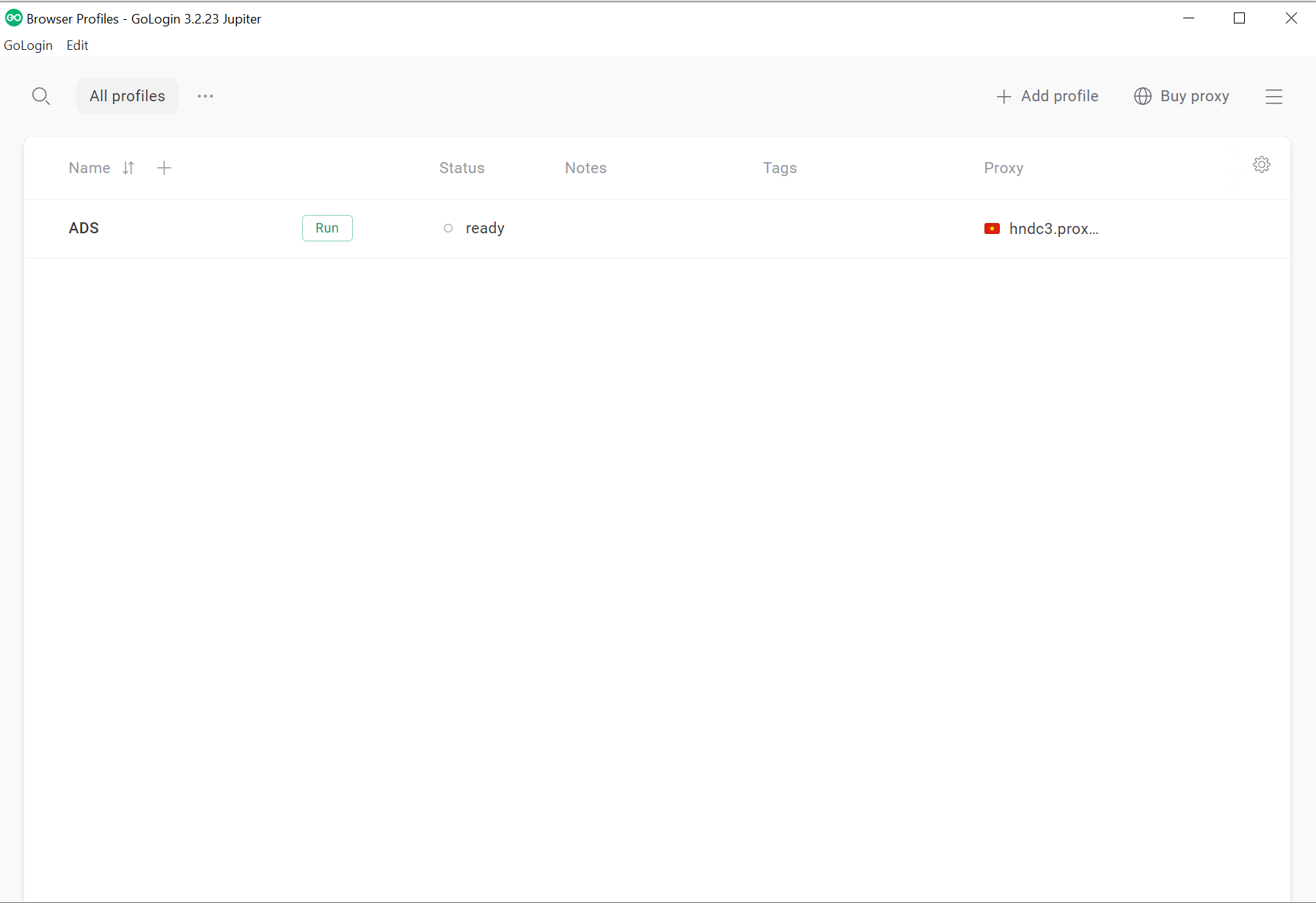 Thiết Lập Proxy cho phần mềm Gologin