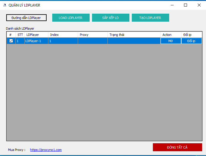 Công cụ quản lý và tạo ra số lượng lớn LDPlayer và chèn Proxy cho LDPlayer